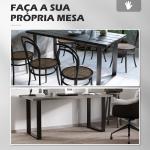 Conjunto de 2 Pés para Mesa de Aço 60x72 cm Pernas Quadradas de Mesa para Móveis de Bricolage Preto