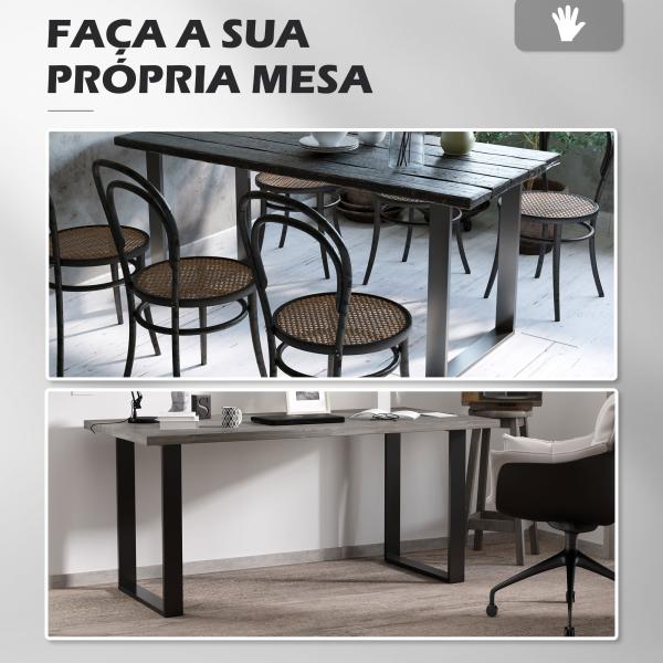Conjunto de 2 Pés para Mesa de Aço 60x72 cm Pernas Quadradas de Mesa para Móveis de Bricolage Preto