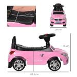 Carro Andador para Crianças de 18 - 36 Meses com Faróis Música Buzina Volante Compartimento de Armazenamento e Alça para Empurrar 63,5x28x36 Rosa