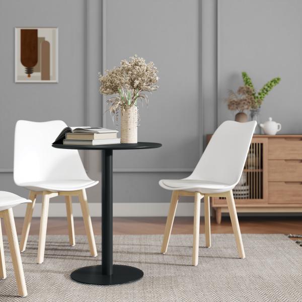 Mesa de Refeição Redonda para 2 Pessoas Mesa de Cozinha de Aço para Interior e Exterior Ø60x72 cm Preto