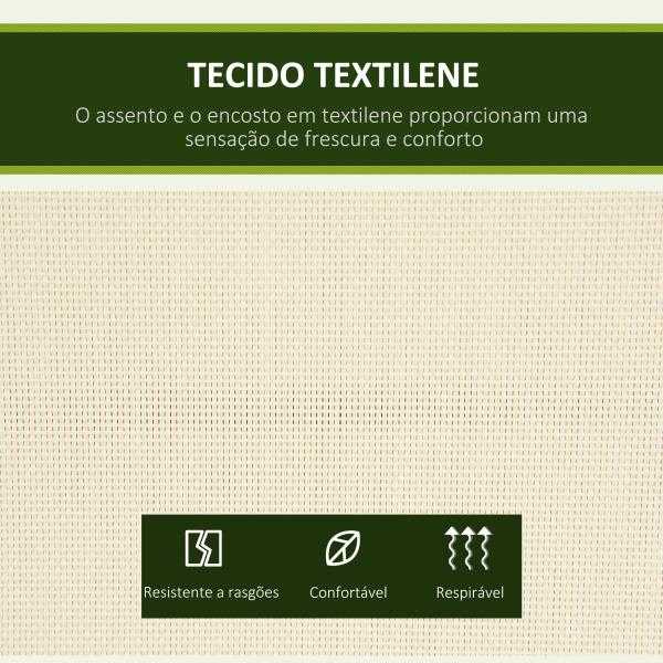 Baloiço de Jardim Exterior de 2 Lugares com Toldo Ajustável e Estrutura em Aço Assentos Textilene 140x118x162 cm Bege