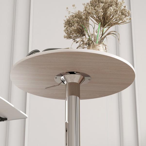 Mesa de Bar com Altura Ajustável Giratória 360° com Base Redonda Mesa Alta Moderna para Cozinha Ø60x67 - 93 cm Madeira