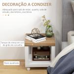 Mesa Auxiliar com Rodas Mesa Auxiliar com Prateleira Aberta para Sofá Dormitório 40x40x40 cm Branco e Madeira