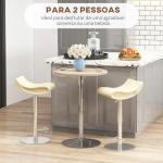 Mesa Alta de Cozinha Mesa Alta de Bar Redonda para 2 Pessoas Altura Ajustável Tampo Giratório 360° 60x60x91 cm Carvalho Claro