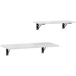 Conjunto de 2 Mesas Dobráveis de Parede Secretárias Flutuantes para Espaços Pequenos Mesas Rebatíveis Branco Brilhante
