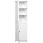 Armário de banheiro branco 5 níveis Prateleiras Coluna do banheiro com 3 prateleiras 1 porta de MDF e resistente à água 40x38x160cm
