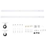 Ferragens para Porta Corredeira Kit de Acessórios para Porta Corredeira de Madeira com Guia de Chão Trilho de Aço de Carbono Branco