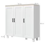 Aparador para Sala de Estar Móvel Buffet com 3 Portas e Prateleiras Ajustáveis 90x30x90 cm Branco e Madeira
