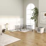 Caixa de Areia para Gatos com Pá Sanita para Animais de Estimação com 2 Portas 44x55x39 cm Branco e Cinza