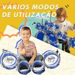 Bateria Infantil com Banco Bateria para Crianças acima de 3 Anos com Pedal e Baqueta Desenho de Estrelas 65x22x57 cm Azul