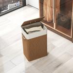 Cesto de Roupa com Tampa 72L Cesto de Roupa de Bambu com Bolsa Interior Removível e Alças 40x30x60 cm Madeira e Creme
