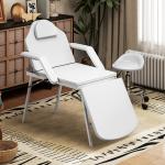 Marquesa de Massagem Dobrável Portátil de 3 Secções com Encosto Ajustável Apoio de Cabeça e Braços 182x82x68 cm Branco
