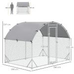Galinheiro para Exterior para 4 - 6 Galinhas de Aço Galvanizado com Teto de Tecido Oxford 2,8x1,90x1,97 m Prata