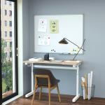 Secretária de Pé com Altura Ajustável a Manivela e Bancada de Carbono Secretária Elevatória para Escritório Estúdio Sala de Estar Carga Máxima 150kg 120x60x72 - 117cm Madeira e Branco