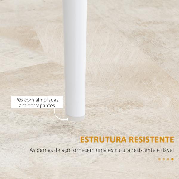 Conjunto de 4 Cadeiras de Sala de Jantar Estofadas em Couro Sintético com Encosto Alto e Pés de Aço 41x50x97cm Branco