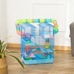 Gaiola de hamster multinível com plataformas domésticas 47x30x59 cm Azul