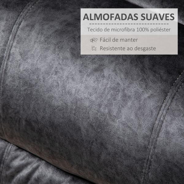 Poltrona Relax Reclinável com Apoio para os Pés Retrátil Encosto Alto Bolso Lateral Acolchoado Grosso 88x91x108 cm Preto