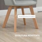 Cadeiras de Jantar Conjunto de 2 Estofadas em Veludo Encosto Médio Pés de Madeira para Sala de Jantar Cinza