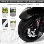 Mota Elétrica Infantil com 3 Rodas Bateria 6V Recarregável Música e Luz Passeio Buzina Faróis Crianças +3 Anos Preto e Branco 86x42x52 cm