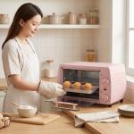 Forno Elétrico de Bancada 10 L 750 W com Temperatura até 230 °C e Temporizador 36,5x26x22 cm Rosa