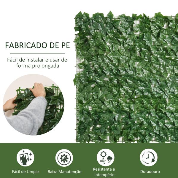 Vedação Artificial em Rolo 3m Vedação de Privacidade para Balcão Jardim Exterior Planta Decorativa de Parede PE Verde
