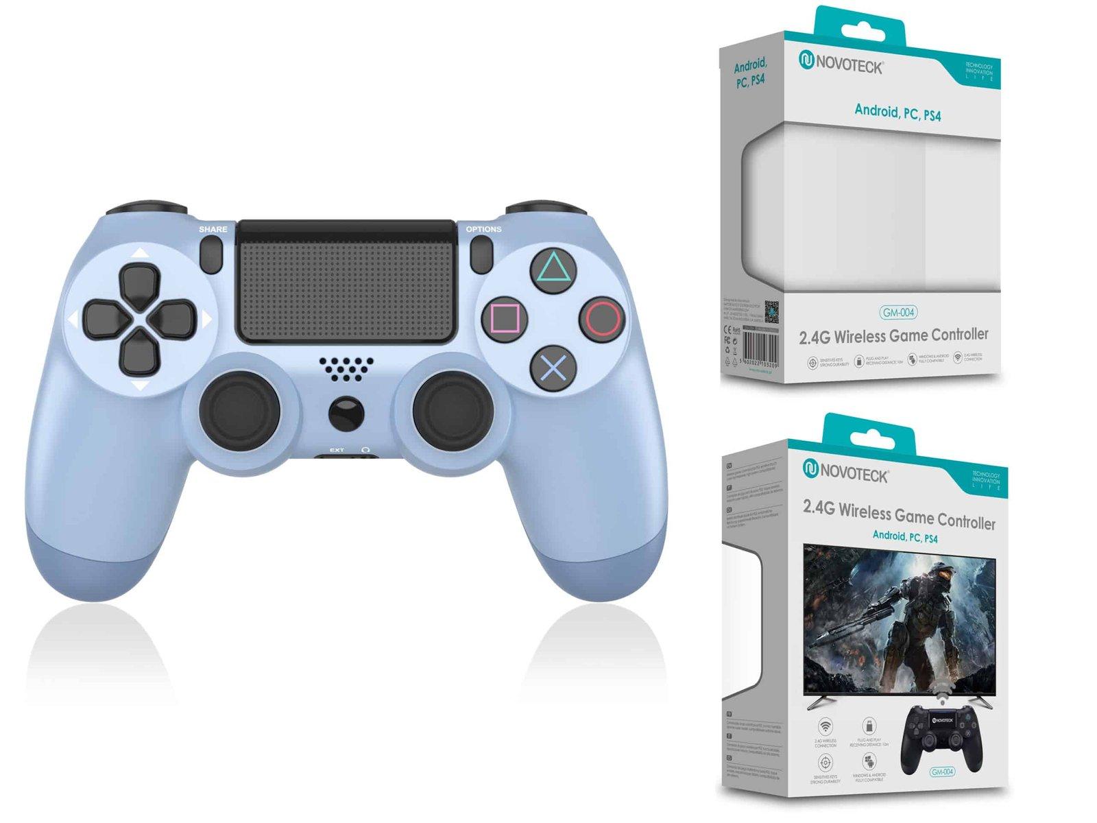 Comando Jogo PS4-PC-Android Metalizado Azul Sem Fio 2.4G GM-004