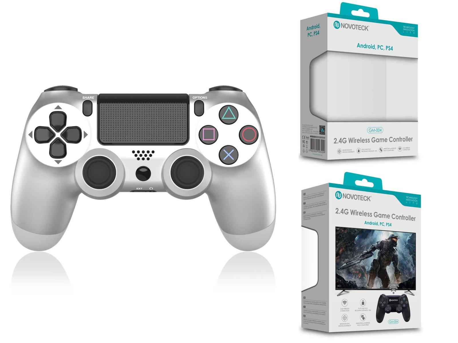 Comando Jogo PS4-PC-Android Metalizado Prateado  Sem Fio 2.4G GM-004