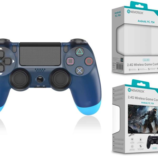 Comando Jogo PS4-PC-Android Transparente Azul Sem Fio 2.4G GM-004