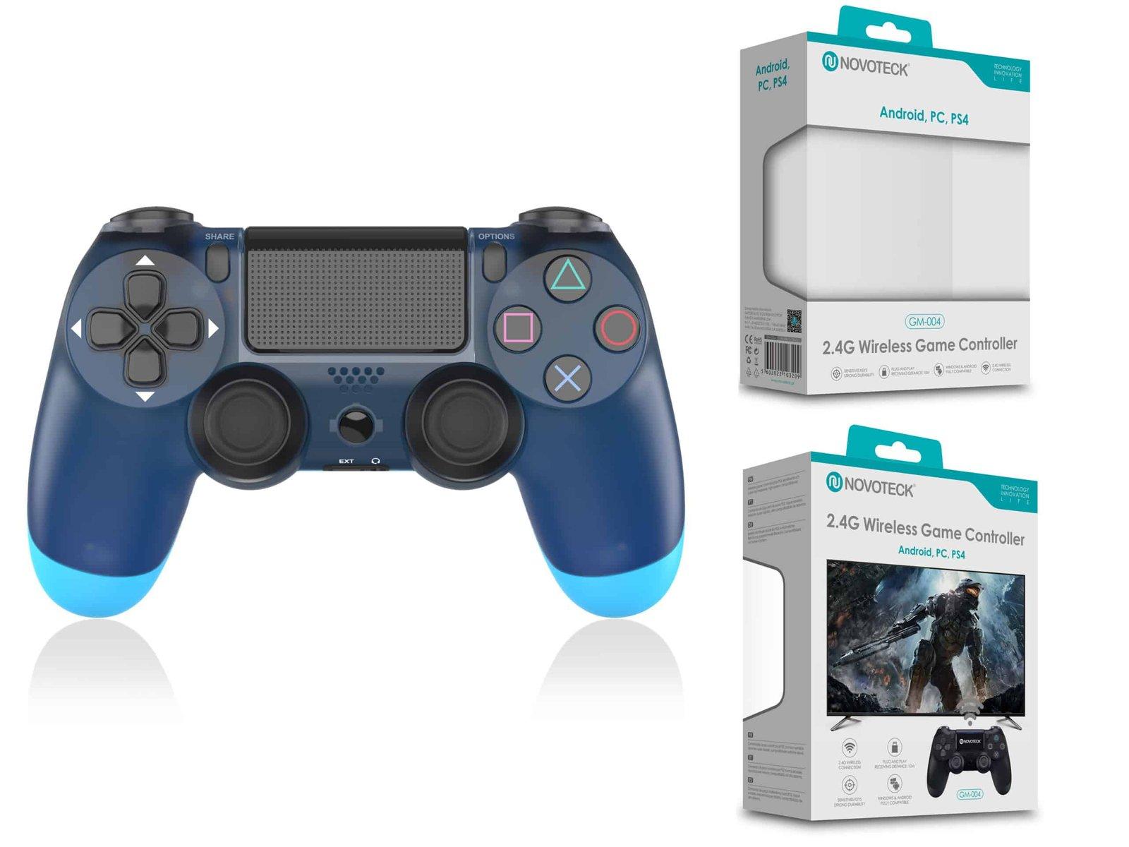 Comando Jogo PS4-PC-Android Transparente Azul Sem Fio 2.4G GM-004