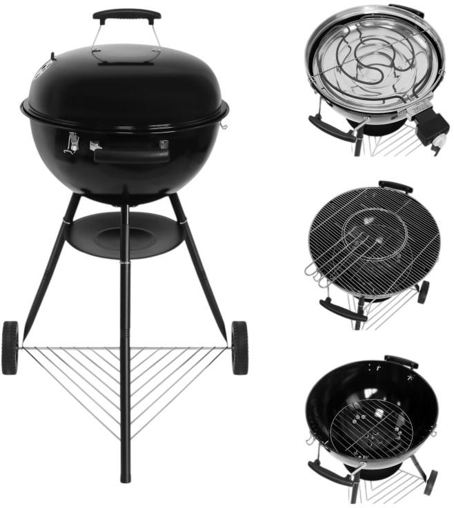 Churrasqueira Híbrida 2 - EM - 1 Roast 60 c/ Tampa e Rodas 98,5 x 47,5 x 56 cm (Preto) - GREGMAN