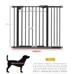 Barreira de Segurança de Cães para Escadas e Portas 74 - 94 cm com 1 Extensão Fechamento Automático e Sistema de Duplo Bloqueio Aço Preto