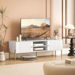 Móvel de TV Moderno com 2 Prateleiras Abertas Ajustáveis para Televisão 65 Polegadas 140x38x45,9 cm Branco