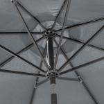 Chapéu de Sol a Manivela com Teto Inclinável e 8 Hastes de Metal para Pátio Varanda Exterior Ø300x240 cm Cinza