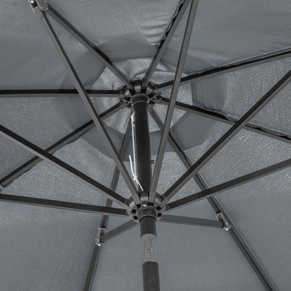 Chapéu de Sol a Manivela com Teto Inclinável e 8 Hastes de Metal para Pátio Varanda Exterior Ø300x240 cm Cinza