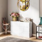 Cómoda com 6 Gavetas de Madeira Cómoda de Dormitório Cómoda Branca Estilo Moderno 112x34x75 cm Branco Brilhante