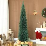 Árvore de Natal Slim 210 cm Árvore de Natal Artificial com 401 Ramos Suporte Metálico Decoração para Interior Verde
