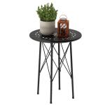Mesa de Jardim Redonda Mesa de Varanda Ø40x50 cm com Pés Ajustáveis e Estrutura em Forma de X para Exterior e Interior Preto