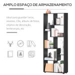 Estante Moderna Biblioteca Estreita com 8 Prateleiras para Sala Quarto e Escritório 70x24x178 cm Preto