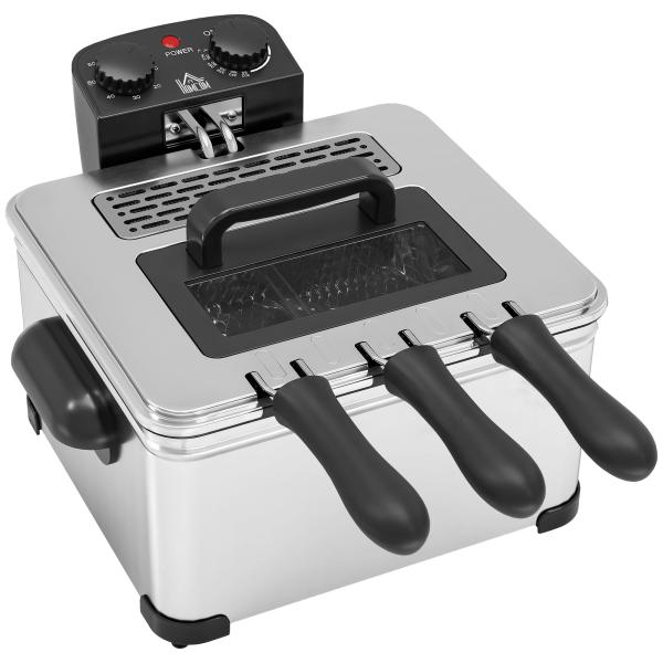 Fritadeira 5 L com Temperatura Ajustável até 190 °C, Janela de Visualização e Temporizador 60 min