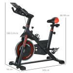 Bicicleta Estática com Resistência Ajustável Volante de Inércia de 8 kg Ecrã LCD Guiador e Assento Ajustável 103x53x100 - 114 cm Preto e Vermelho