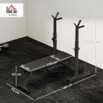 Banco de Pesos Multifuncional Dobrável com Suporte para Barras Ajustável e Estação de Dips 98 - 122x140x73 cm Preto
