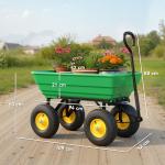 Carrinho de Jardim com Caçamba Inclinável até 75° Carrinho de Mão com Guiador Ajustável 109x52x94 cm Verde Escuro