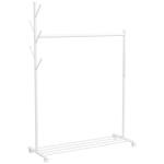Charriot com Rodas 5 Ganchos Barra para Pendurar e Prateleira Inferior 120x43x171 cm Branco