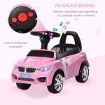 Carro Andador para Crianças de 18 - 36 Meses com Faróis Música Buzina Volante Compartimento de Armazenamento e Alça para Empurrar 63,5x28x36 Rosa