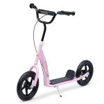 Trotinete para Crianças acima de 5 anos Scooter de 2 Rodas Grandes de 12 Polegadas com Freio e Guidão Ajustável em Altura Carga Máx. 50kg 120x52x80 - 88cm Rosa