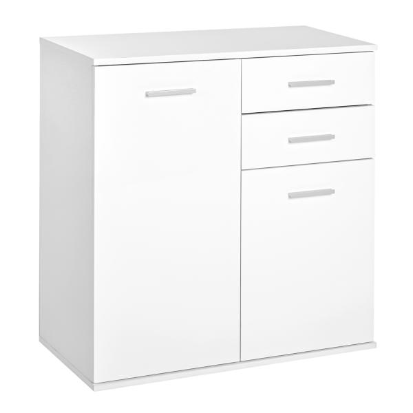 Armário Aparador Multiuso com Portas e Gavetas Amplo Espaço de Armazenamento para Sala de Estar 71x35x76cm Branco
