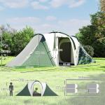 Tenda de Campismo Familiar para 4 - 6 Pessoas com 2 Dormitórios Impermeável 3000 mm com Bolsa 555x225x190 cm Cinza e Verde