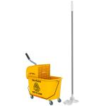 Balde de Limpeza com Esfregona e Rodas Capacidade de 20 L Sistema de Escurridor e Pega de Transporte 45x26,5x70 cm Amarelo