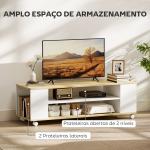 Móvel para TV com Rodas Armário para TV Flutuante com 2 Portas e 2 Prateleiras 120x40x38,5cm Branco e Madeira