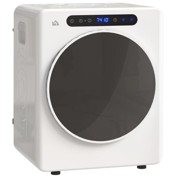 Máquina de Secar 3 KG 1000W Função Antirrugas Função Esterilizar Temporizador Ecrã LED Tátil Tambor Aço Inoxidável 49x43x61 cm Branco